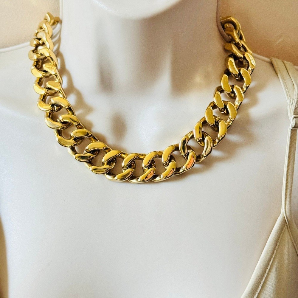 Vitaly Cuban Chain Heavy Necklace Gold Stainless Steel Bold Chunky Statement 18"